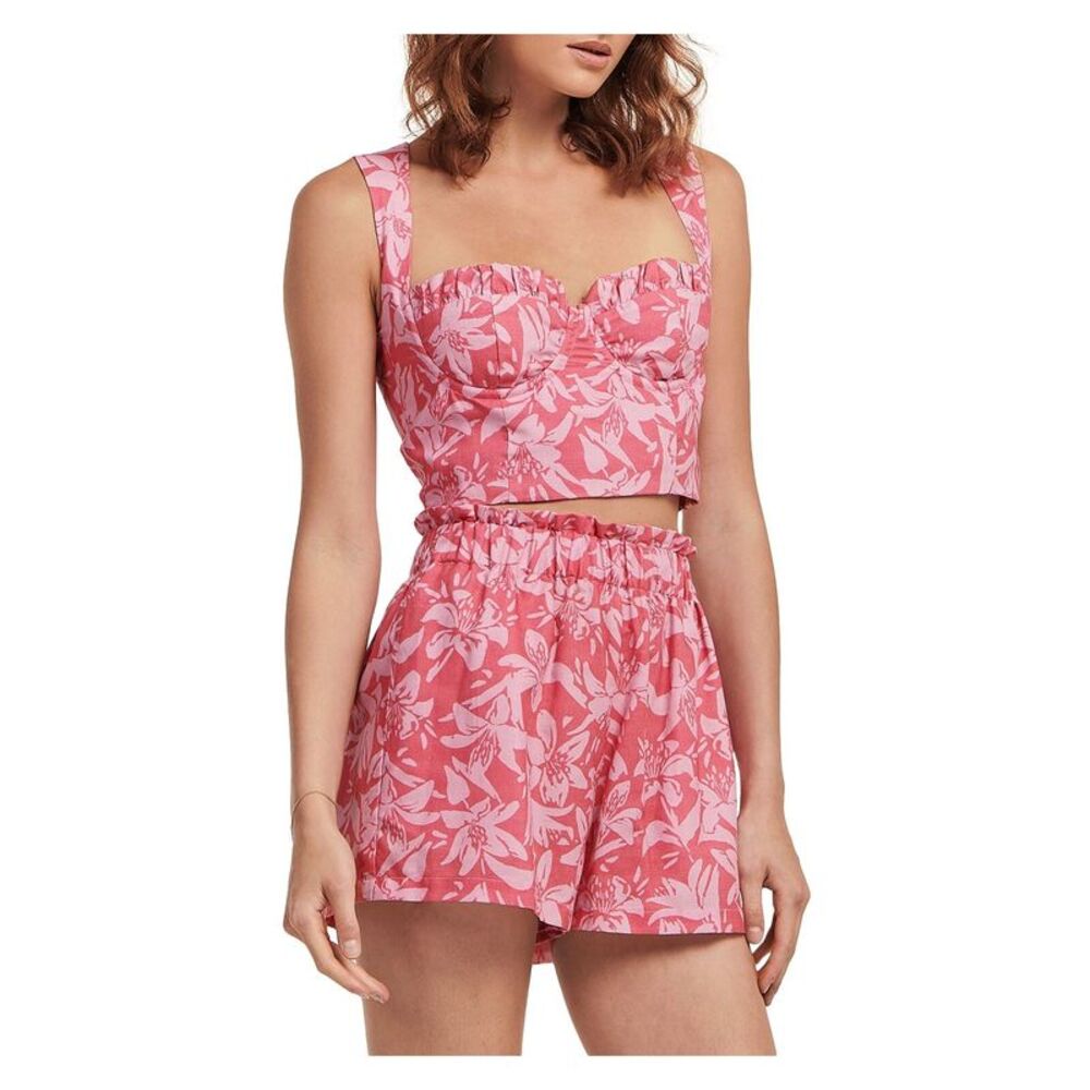 CHARLIE HOLIDAY Womens Pink Underwire Lined Sleeveless Crop Top XL